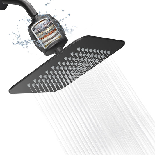 VXV 8" Filtered Rainfall Shower Head, 20 Stages Shower Filter, High Pressure Filtered Shower Head for Hard Water, Powerful Shower Head with Filters, Chrome