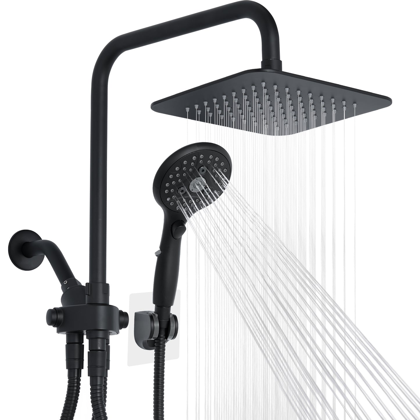 VXV Rain Shower Head, 8'' High Pressure Rain Shower head with 6 Function Handheld Shower Spray, Dual Shower Head Combo with Adjustable Slide Bar / long chrome Hose