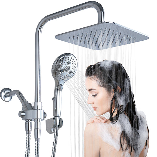 VXV Shower Head 8" Rain Shower Head with Handheld Spray Combo 6 Settings, High Pressure Shower Heads, 71" Shower Hose