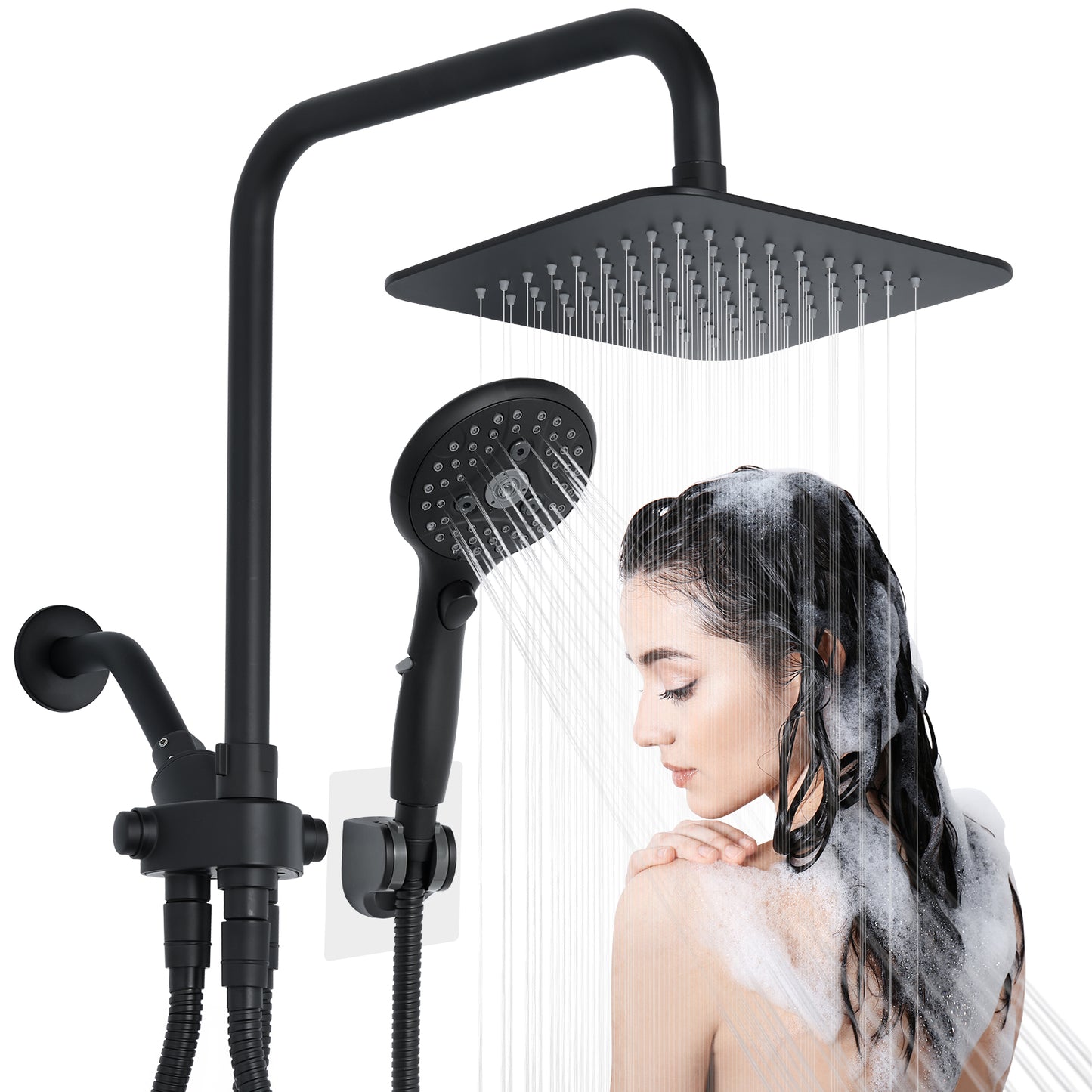 VXV Shower Head 8" Rain Shower Head with Handheld Spray Combo 6 Settings, High Pressure Shower Heads, 71" Shower Hose