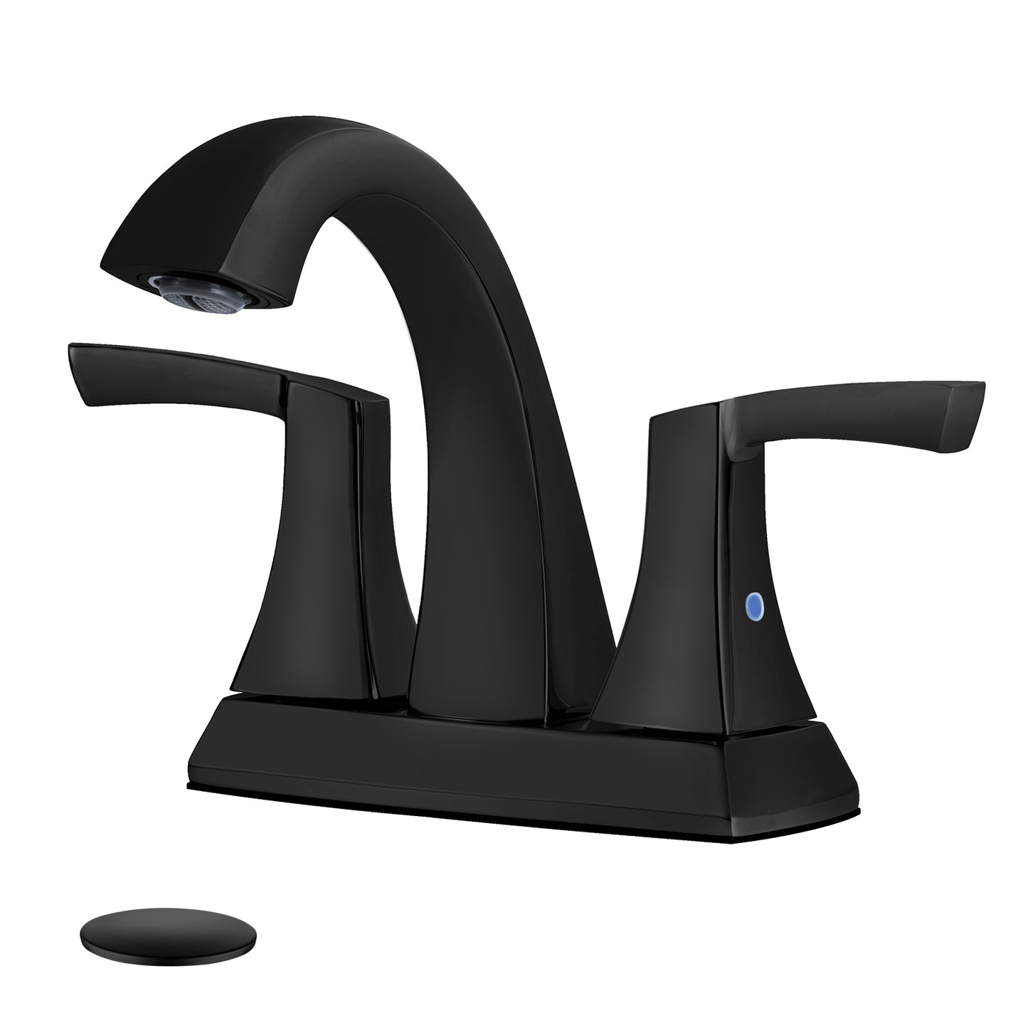 VXV Bathroom Faucet Matte Black, 2 Handles Low Arc Bathroom Sink Faucets, 4 Inch Centerset Bath Lavatory Faucets with Pop-up Drain & Faucet Supply Lines (MB)