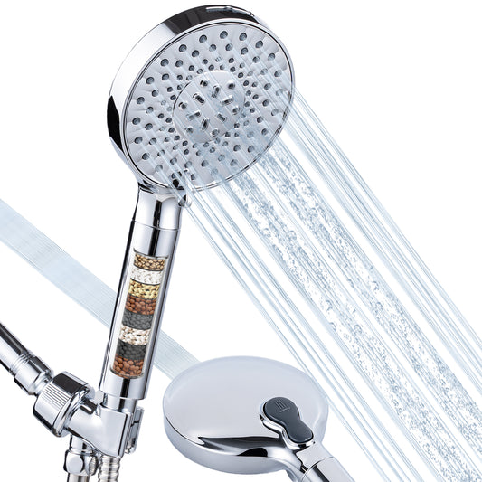 VXV Filtered Shower Head, 9 Modes High Pressure Shower Head with Handheld, with 71" Shower Hose & Adjustable Bracket Filter Shower Head, Remove Chlorine & Hard Water, Chrome