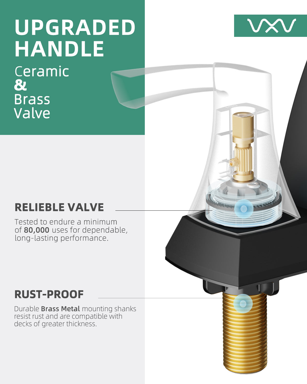 VXV Bathroom Faucet Matte Black, 2 Handles Low Arc Bathroom Sink Faucets, 4 Inch Centerset Bath Lavatory Faucets with Pop-up Drain & Faucet Supply Lines (MB)
