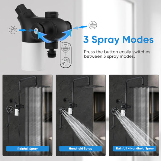 VXV 10 inch Filtered Shower Head,7 Settings High Pressure Dual Shower Heads with Handheld Spray Combo,3-Way Rain Shower Head with Filters,71''Shower Hose,Height Adjustable(Chrome)