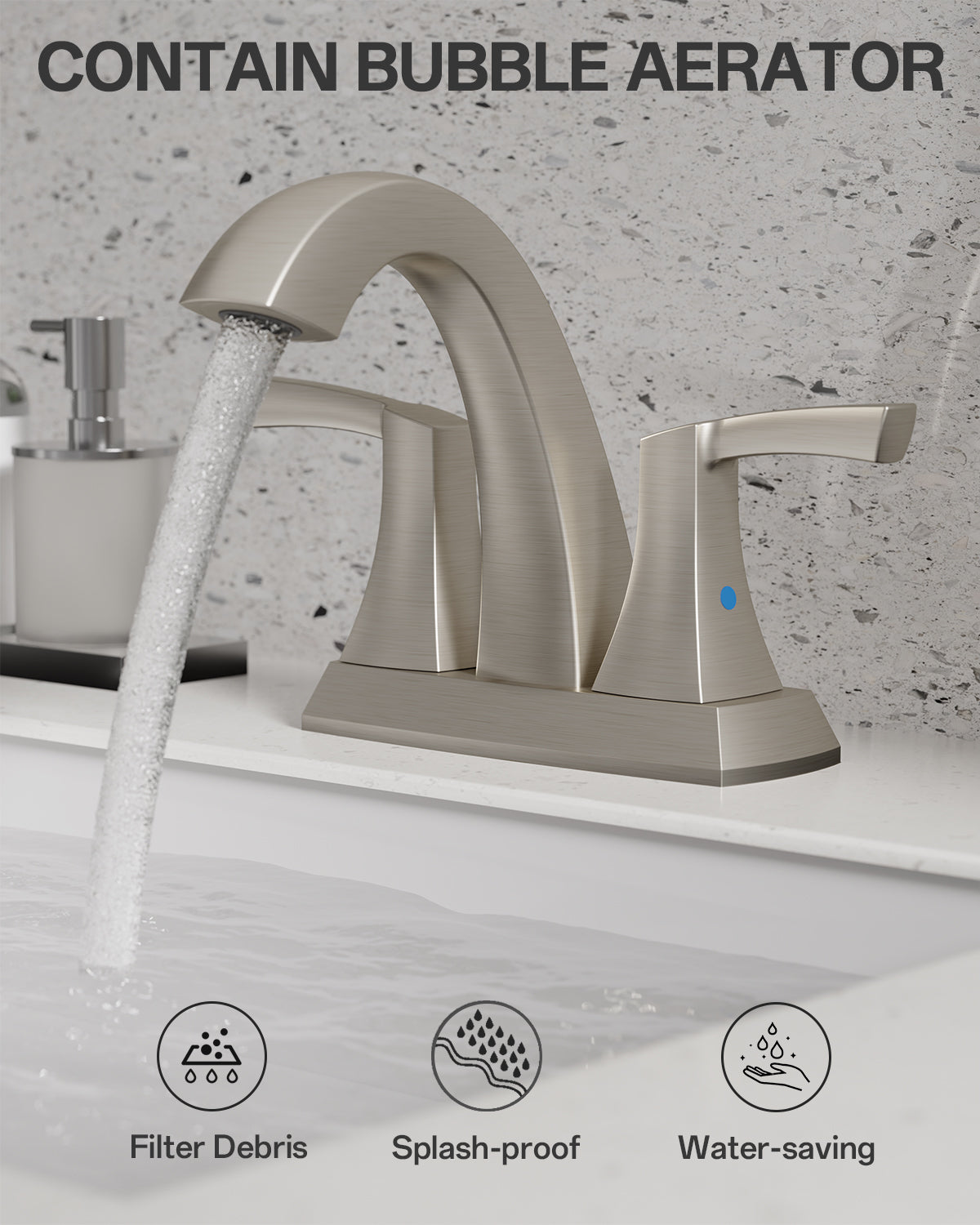 VXV Bathroom Faucet Matte Black, 2 Handles Low Arc Bathroom Sink Faucets, 4 Inch Centerset Bath Lavatory Faucets with Pop-up Drain & Faucet Supply Lines (MB)