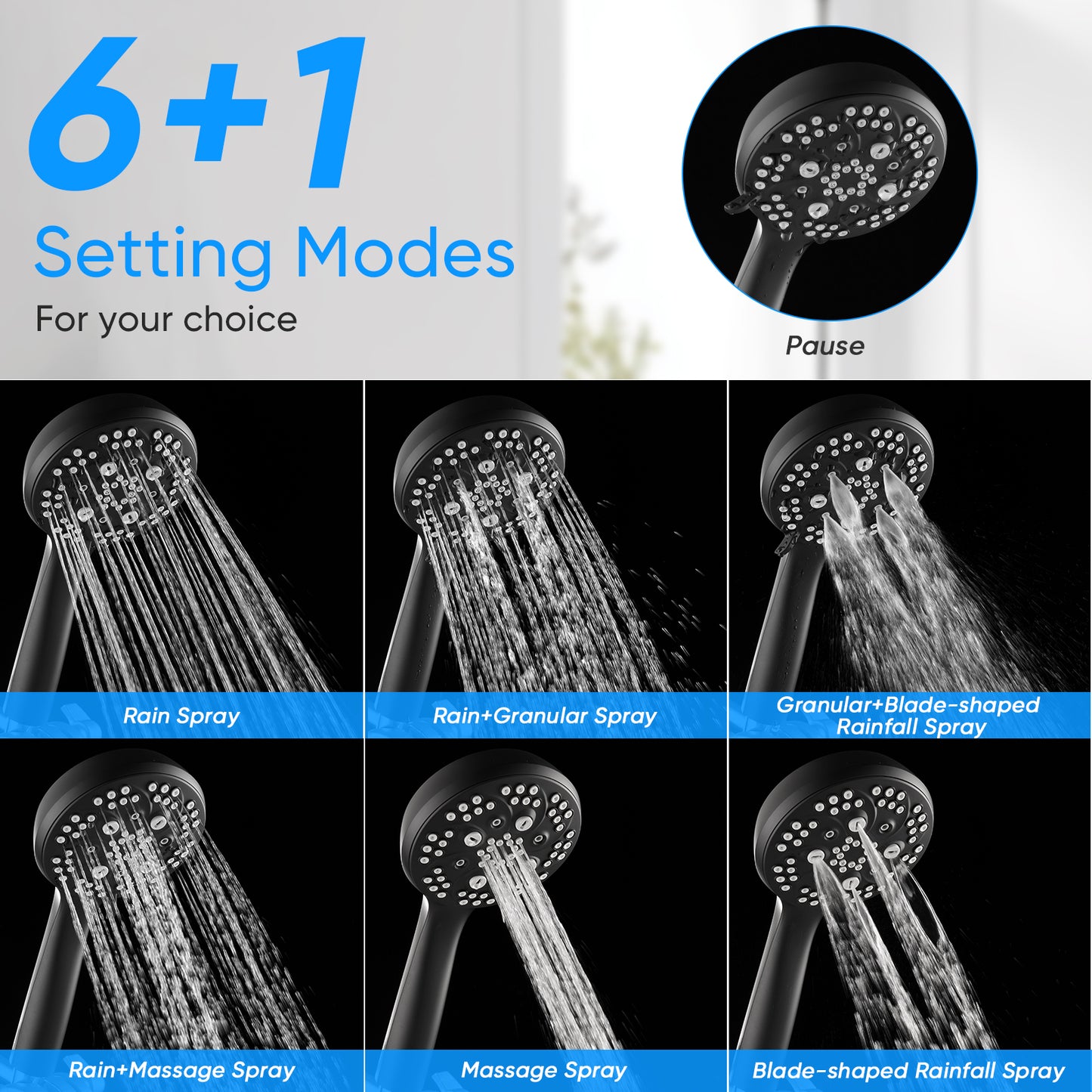 VXV 10 inch Filtered Shower Head,7 Settings High Pressure Dual Shower Heads with Handheld Spray Combo,3-Way Rain Shower Head with Filters,71''Shower Hose,Height Adjustable(Chrome)
