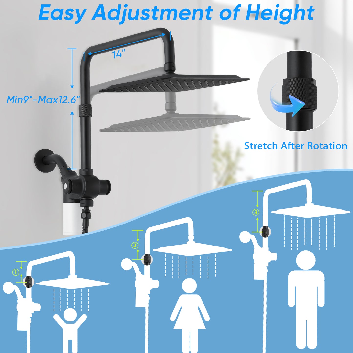 VXV 10 inch Filtered Shower Head,7 Settings High Pressure Dual Shower Heads with Handheld Spray Combo,3-Way Rain Shower Head with Filters,71''Shower Hose,Height Adjustable(Chrome)
