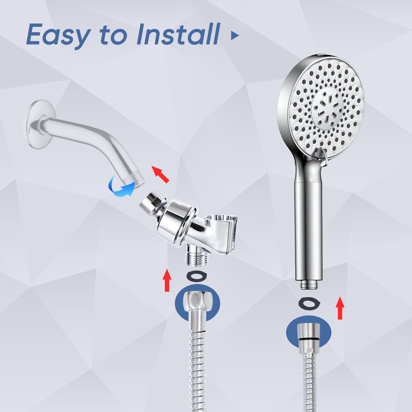 VXV Filtered Shower Head, 9 Modes High Pressure Shower Head with Handheld, with 71" Shower Hose & Adjustable Bracket Filter Shower Head, Remove Chlorine & Hard Water, Chrome