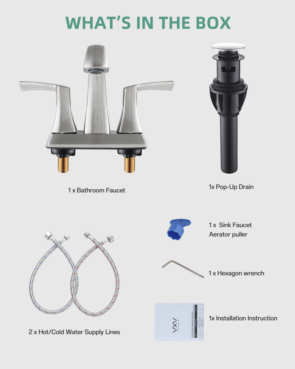 VXV Bathroom Faucet Matte Black, 2 Handles Low Arc Bathroom Sink Faucets, 4 Inch Centerset Bath Lavatory Faucets with Pop-up Drain & Faucet Supply Lines (MB)