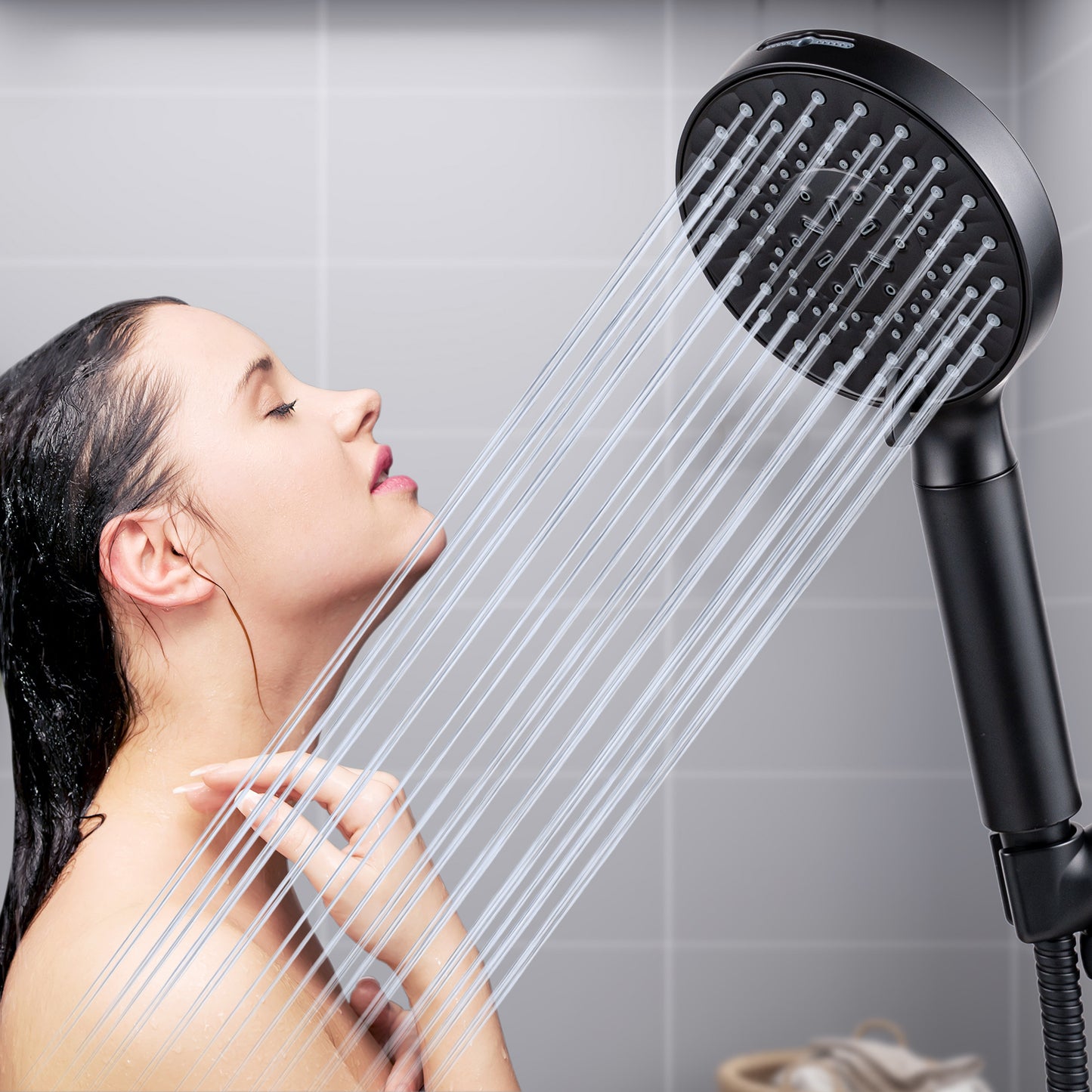 VXV Filtered Shower Head, 9 Modes High Pressure Shower Head with Handheld, with 71" Shower Hose & Adjustable Bracket Filter Shower Head, Remove Chlorine & Hard Water, Matte Black