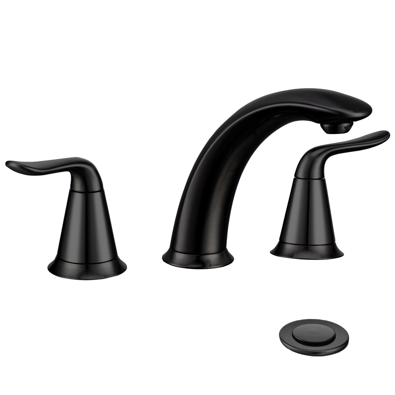 VXV Black Bathroom Faucet 3 Hole, 8 inch Widespread Bathroom Sink Faucet, with Pop Up Drain, 2 Handle Modern Style Vessel Basin Faucet