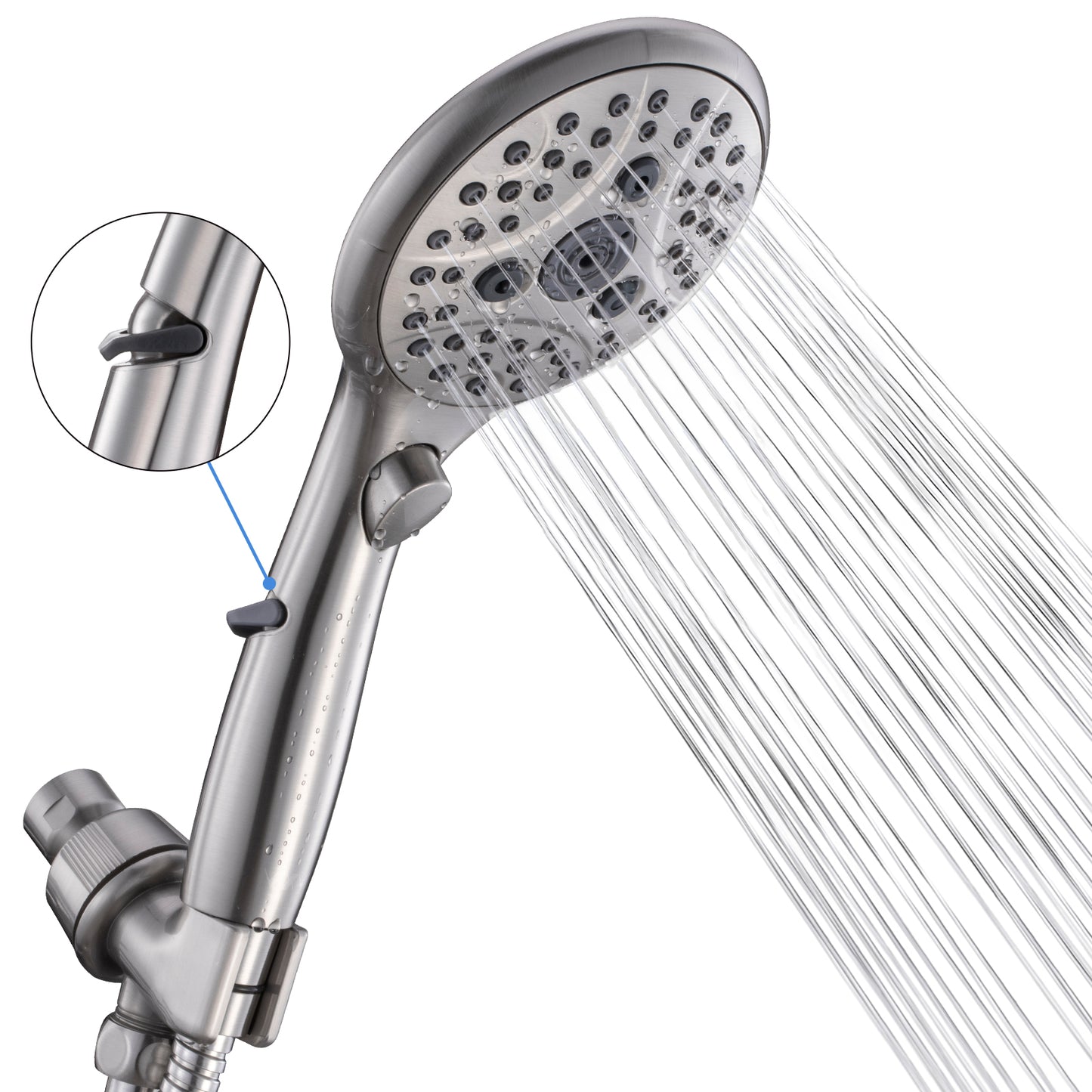 VXV Bathroom Handheld Shower Head with on off Switch, 6 Spray Setting Removable Hand Held Showerheads