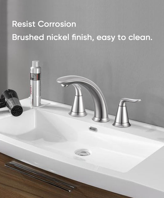 VXV Black Bathroom Faucet 3 Hole, 8 inch Widespread Bathroom Sink Faucet, with Pop Up Drain, 2 Handle Modern Style Vessel Basin Faucet