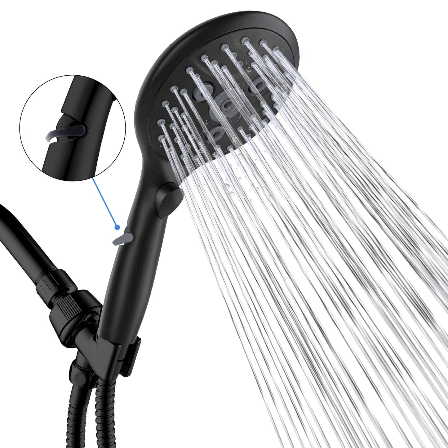 VXV Bathroom Handheld Shower Head with on off Switch, 6 Spray Setting Removable Hand Held Showerheads