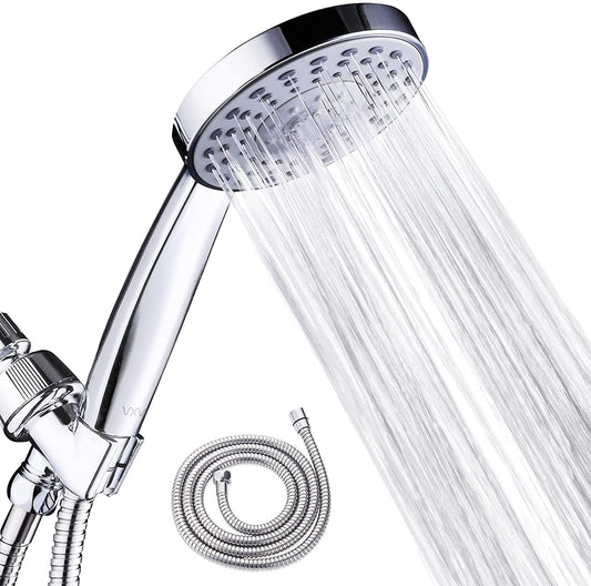 VXV Shower Head with Handheld High Pressure, Hand Held Showerhead, with 6ft Hose, Removable Detachable Shower Heads 5 Sprays Setting, Bracket, Teflon Tape, Rubber Washers