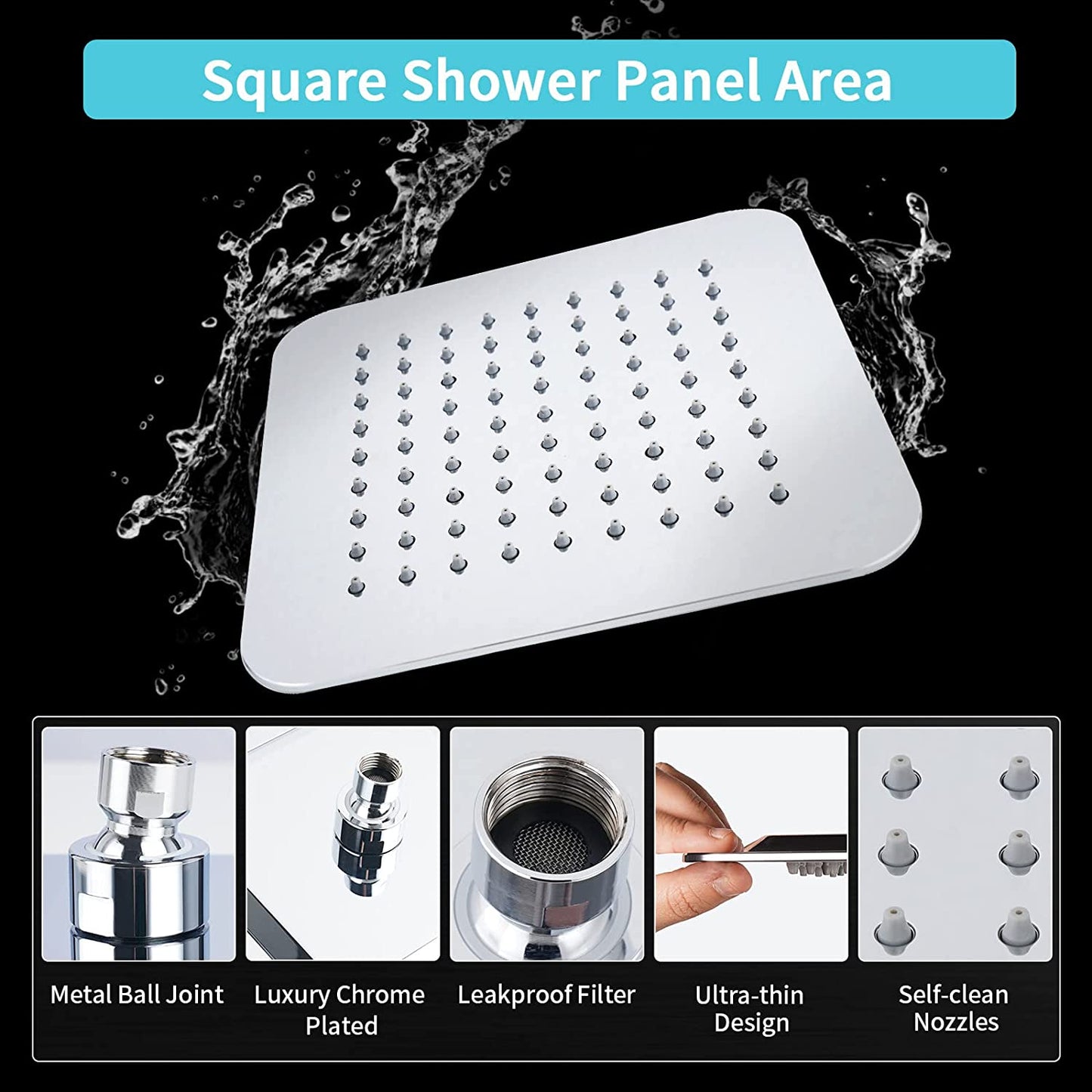 VXV High Pressure 8” Fixed Rain Shower Head with Handheld 5 Function J