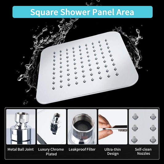 VXV 7-setting shower Head, 8” Rain Shower Head with Handheld Spray Combo, 11" Extension Arm Height Adjustable, High Pressure Shower Heads